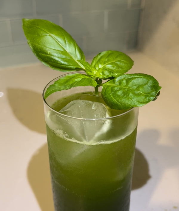 How to Prepare a Passion Fruit Matcha Basil Spritz (Non-Alcoholic)